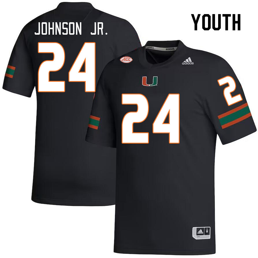 Youth #24 Chris Johnson Jr. Miami Hurricanes College Football Jerseys Stitched Sale-Black - Click Image to Close